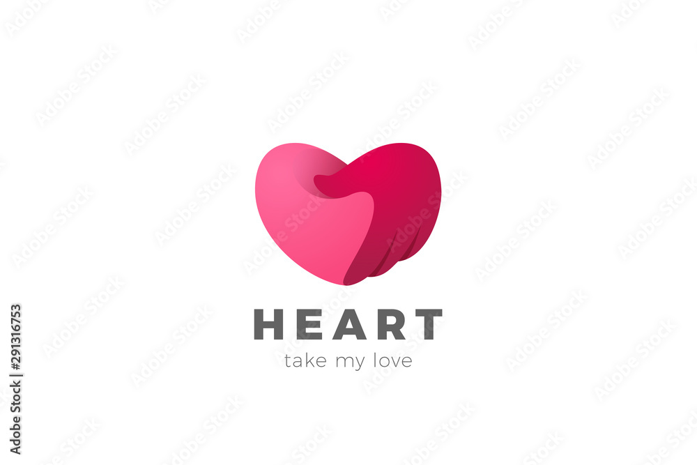 Hear in Hand Logo design vector template. Symbol of Love, Charity, Volunteer, Valentines day