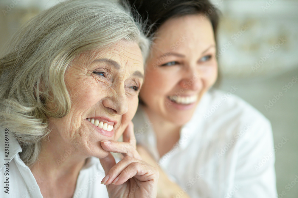 Portrait of Senior woman with daughter at home