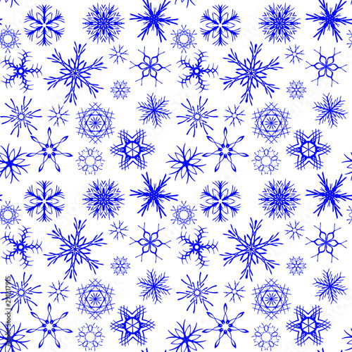 Snowflakes seamless pattern, winter background.