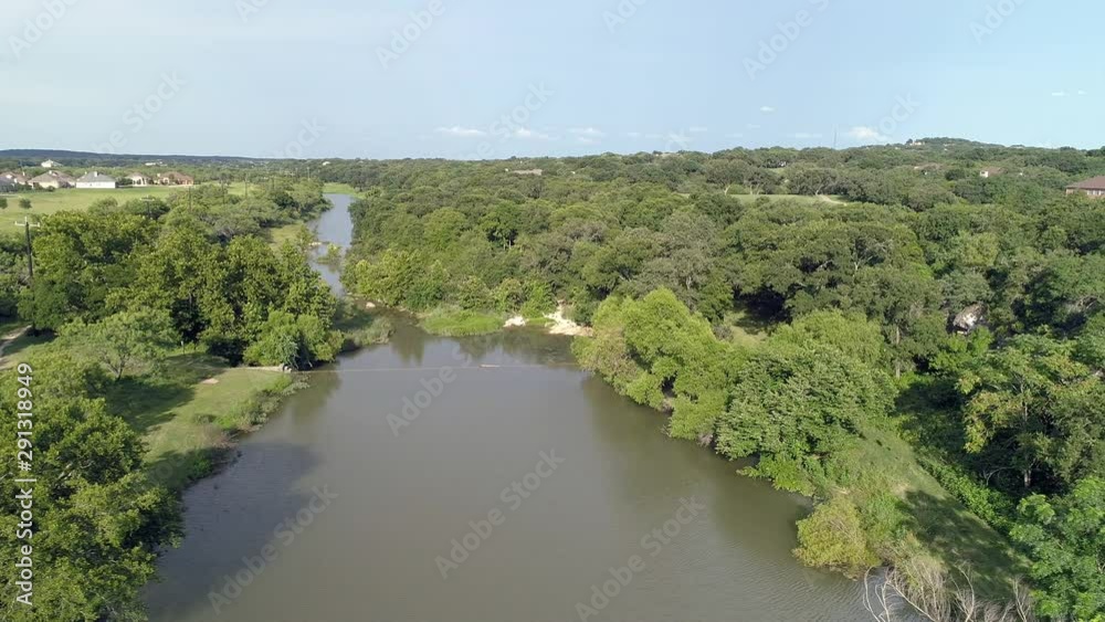 Flowing Texas Creek Aerial-Hill Country Creek