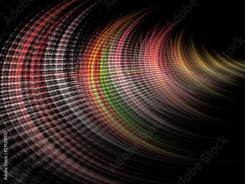 Abstract Illustration Background Image  Graphic Artistic Resource  Lines and Symmetrical Patterns  Soft Glowing Multicolor Neon Circular 3D Ripples. Colorful Repeating Patterns  Modern Digital Art.