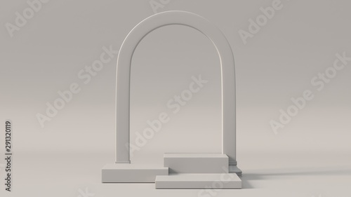 3d render image of white geometric podium background for product or commercial.3d image of abstract podium background.