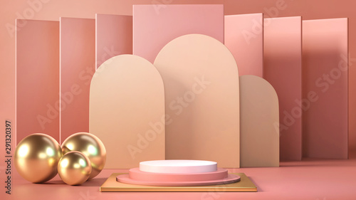 3d Render image of abstract pink color geometric shape background  modern minimalist mockup for podium display or showcase