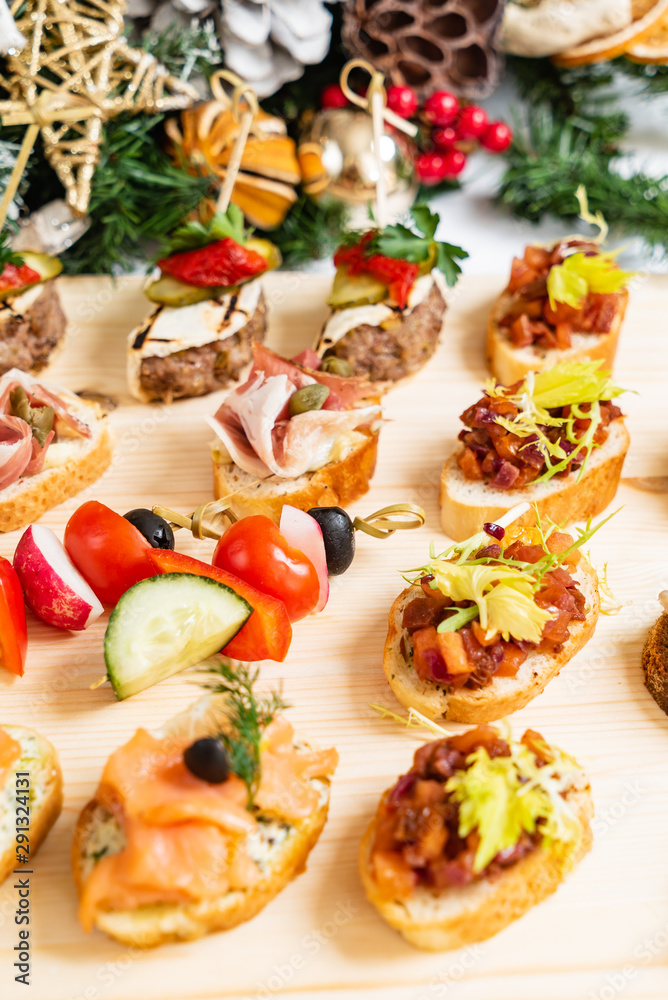 Christmas appetizers on the table