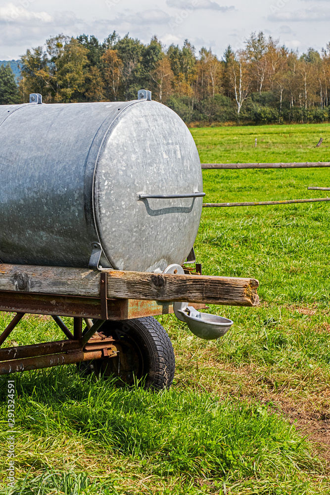 Tanker with water for watering livestock Tanker with water for watering livestock