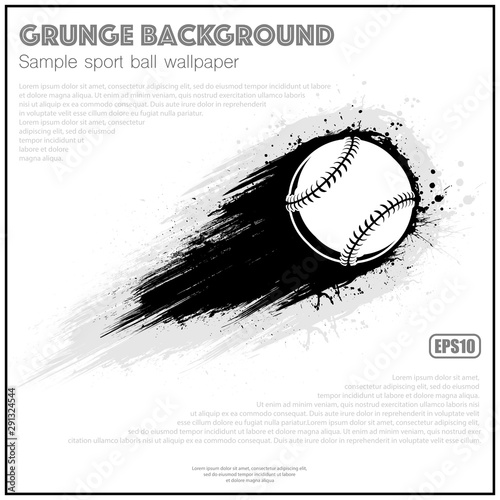 Baseball symbol with black grunge moving path and sample text