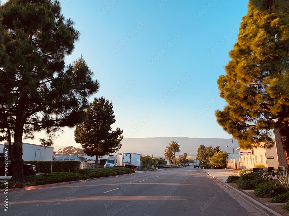 Goleta Street in Santa Barbara California, sunny morning