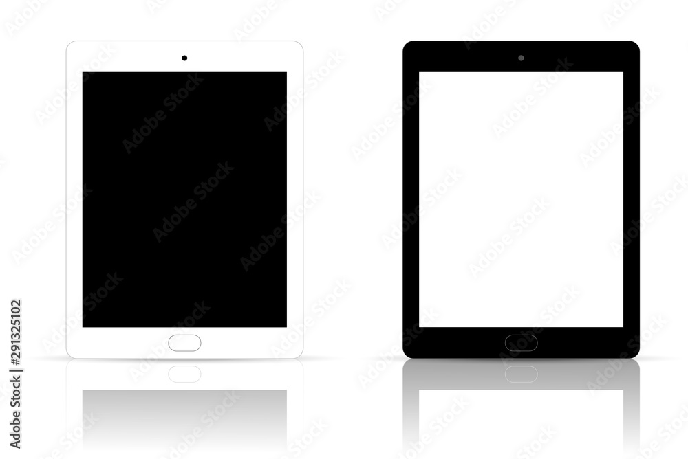 Black and white tablet, Modern tablet with blank screen isolated on white background. Black and white tablet, Modern tablet with blank screen isolated on white background.