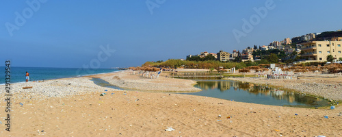 mouth of the river Nahr Ibrahim at the end of the summer, Lebanon, middle east , eastern mediterranee