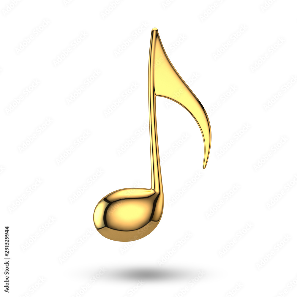 Golden music note. 3D illustration Golden music note. 3D illustration