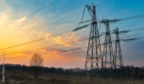 Sunset and powerlines