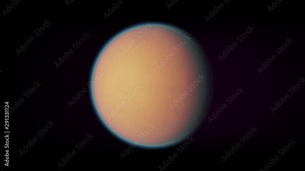 Titan Moon of Saturn Rotating Closer to Camera, Computer Animation Titan Moon of Saturn Rotating Closer to Camera, Computer Animation