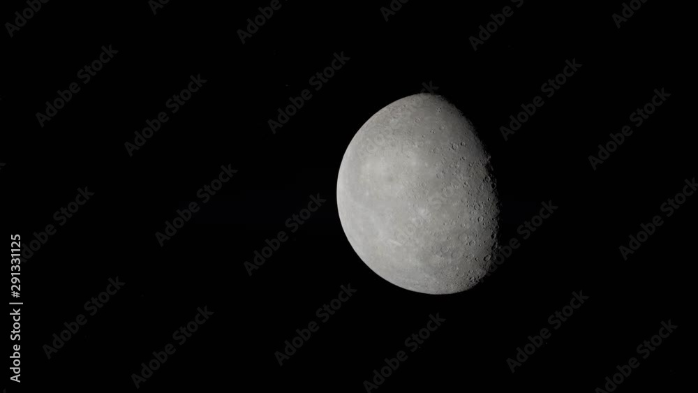 Mercury rotating with sunlight from left, Isolated with Copy Space Mercury rotating with sunlight from left, Isolated with Copy Space