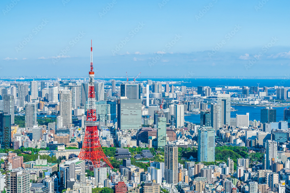 Naklejka premium 東京の風景 Tokyo city skyline , Japan.