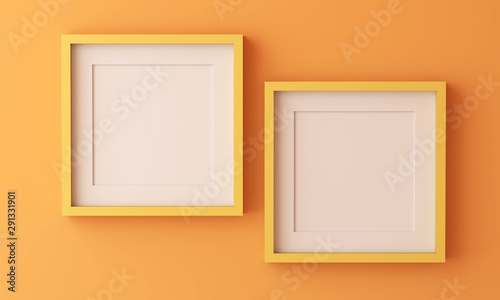 Two yellow picture frame for insert text or image inside on orange color.