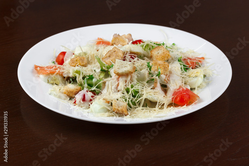 salmon and vegetable salad with parnisan