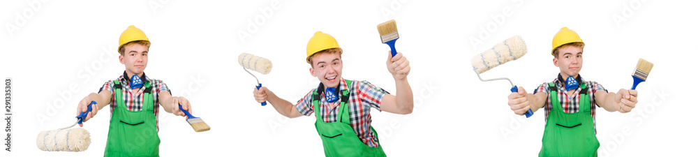 Funny painter isolated on white Funny painter isolated on white