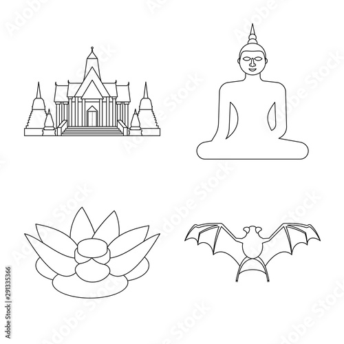 Vector design of landmark and culture symbol. Set of landmark and tourism vector icon for stock.
