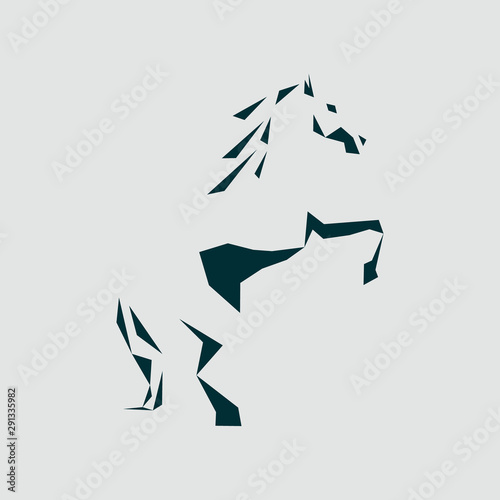 Abstract silhouette of a horse, buyout stands on its hind legs. Stylized horse logo. Vector