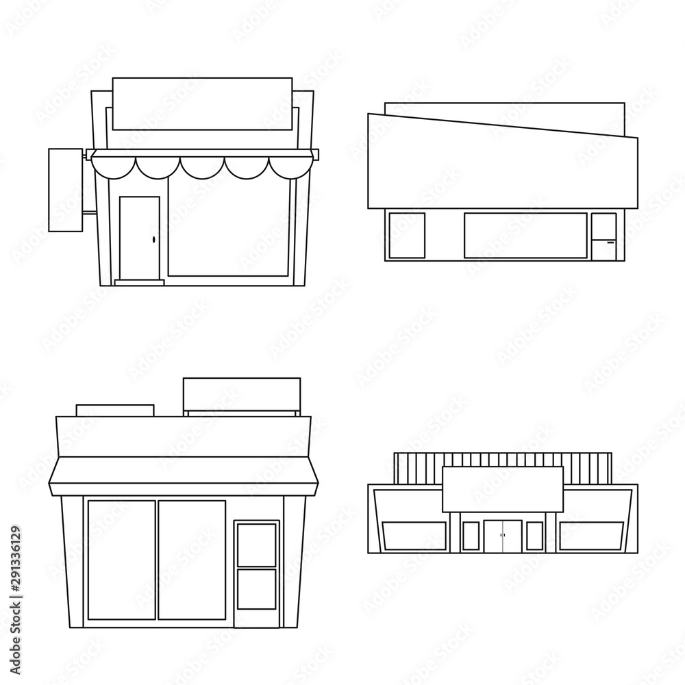 Vector design of store and market icon. Collection of store and business stock symbol for web. Vector design of store and market icon. Collection of store and business stock symbol for web.