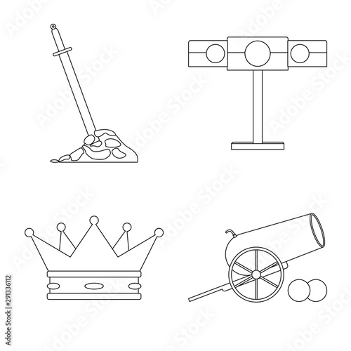 Vector design of heritage and ancient symbol. Set of heritage and tournament vector icon for stock.