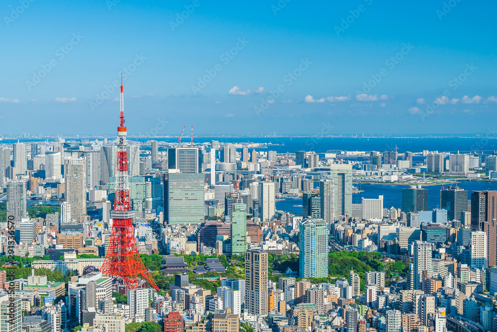 Naklejka premium 東京の風景 Tokyo city skyline , Japan.