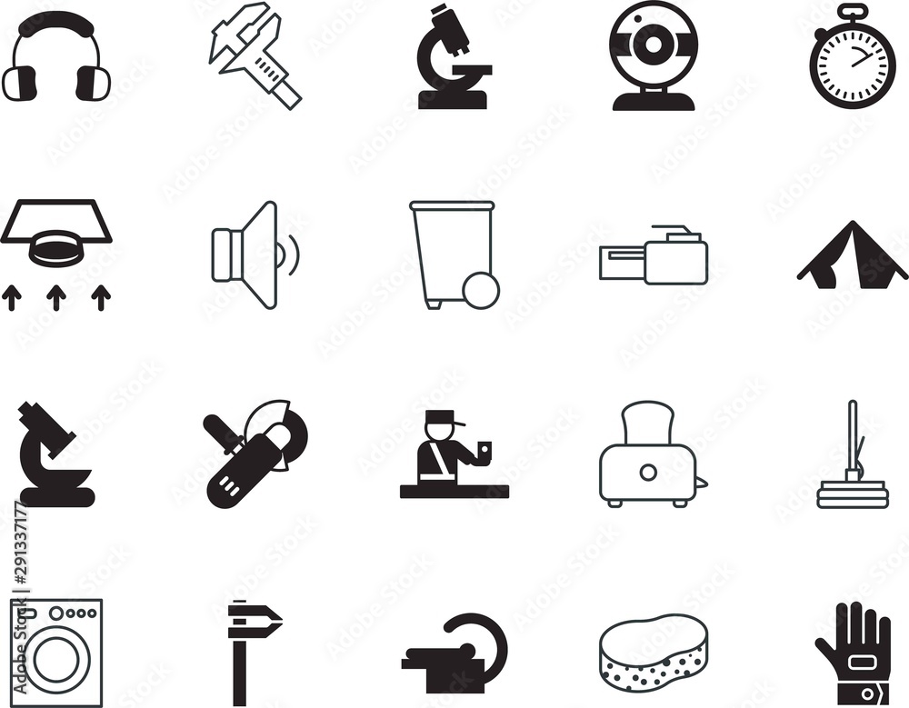 Fototapeta premium equipment vector icon set such as: electronics, broom, washing, portable, safety, manufacture, dvi, container, app, creative, yellow, earphone, networking, litter, jack, high, start, perfect, room