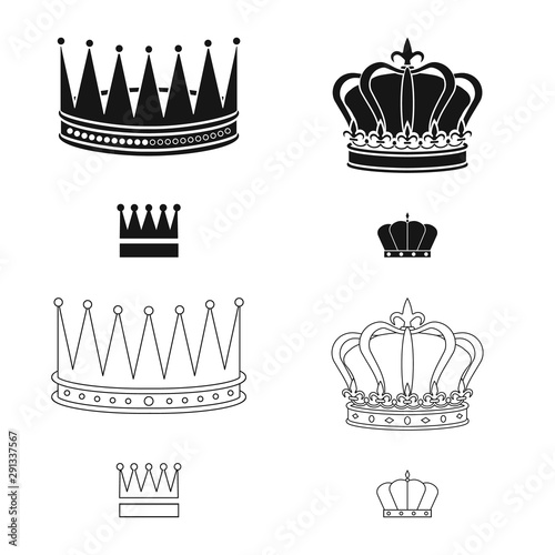 Isolated object of medieval and nobility sign. Set of medieval and monarchy stock vector illustration.