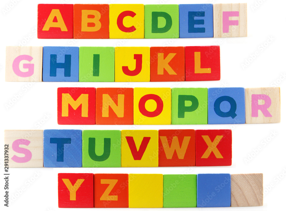 Wooden Alphabet Blocks Isolated On White Background Wooden Alphabet Blocks Isolated On White Background