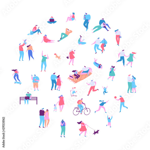 Crowd of people. Various People vector set. Male and female flat characters isolated on white background. 