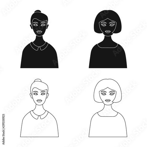 Isolated object of hairstyle and profession sign. Collection of hairstyle and character vector icon for stock.