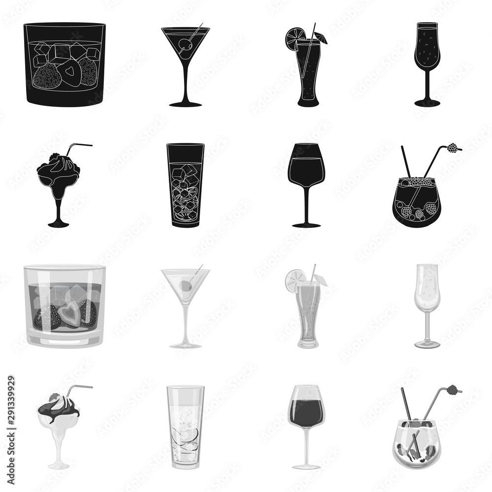 Vector design of liquor and restaurant sign. Set of liquor and ingredient stock symbol for web. Vector design of liquor and restaurant sign. Set of liquor and ingredient stock symbol for web.