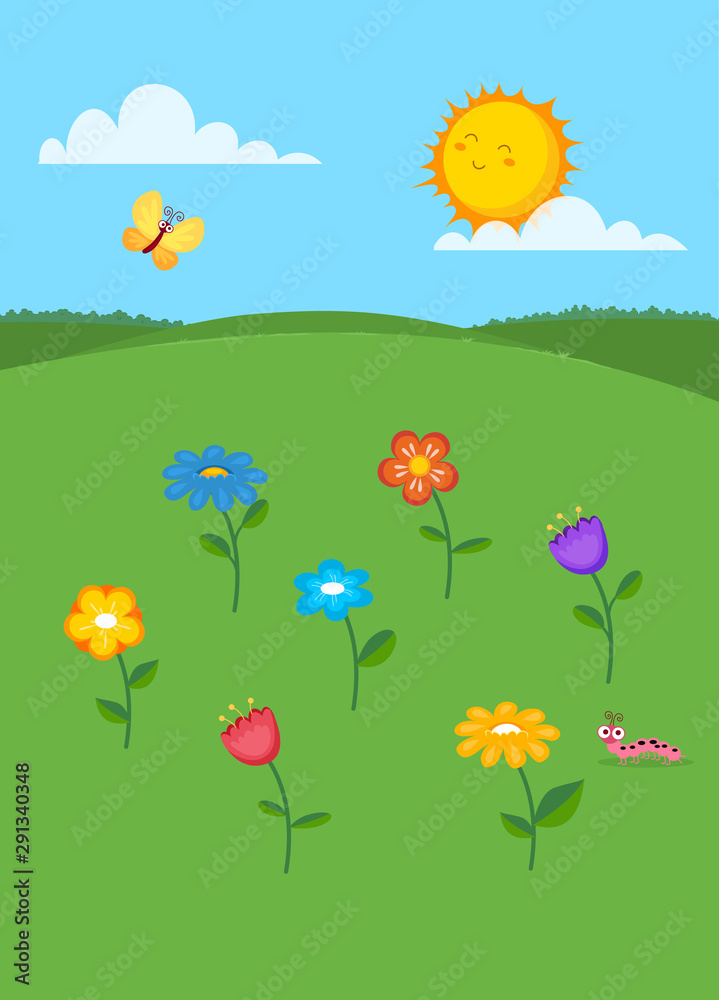 Vector illustration of summer landscape.