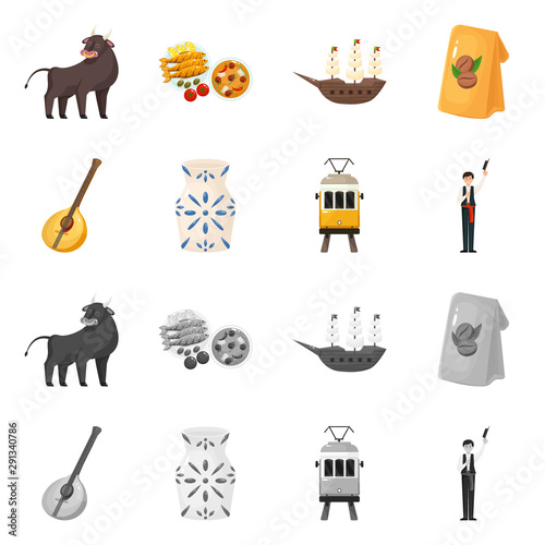 Vector illustration of and historic icon. Set of and country stock symbol for web.