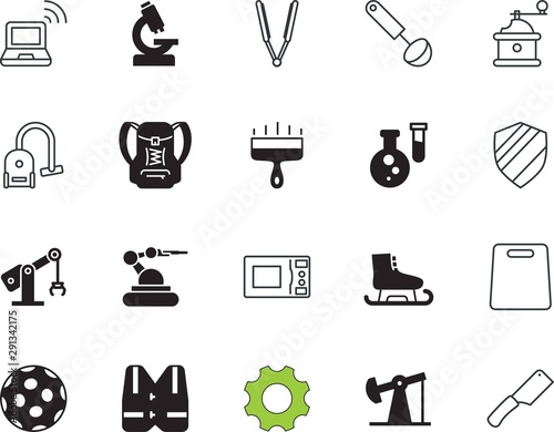 equipment vector icon set such as: utensils, spa, label, contemporary, filling, natural, fun, curl, communication, royal, preserve, pumpjack, healthy, club, rucksack, shield, jack, warranty, tee photo