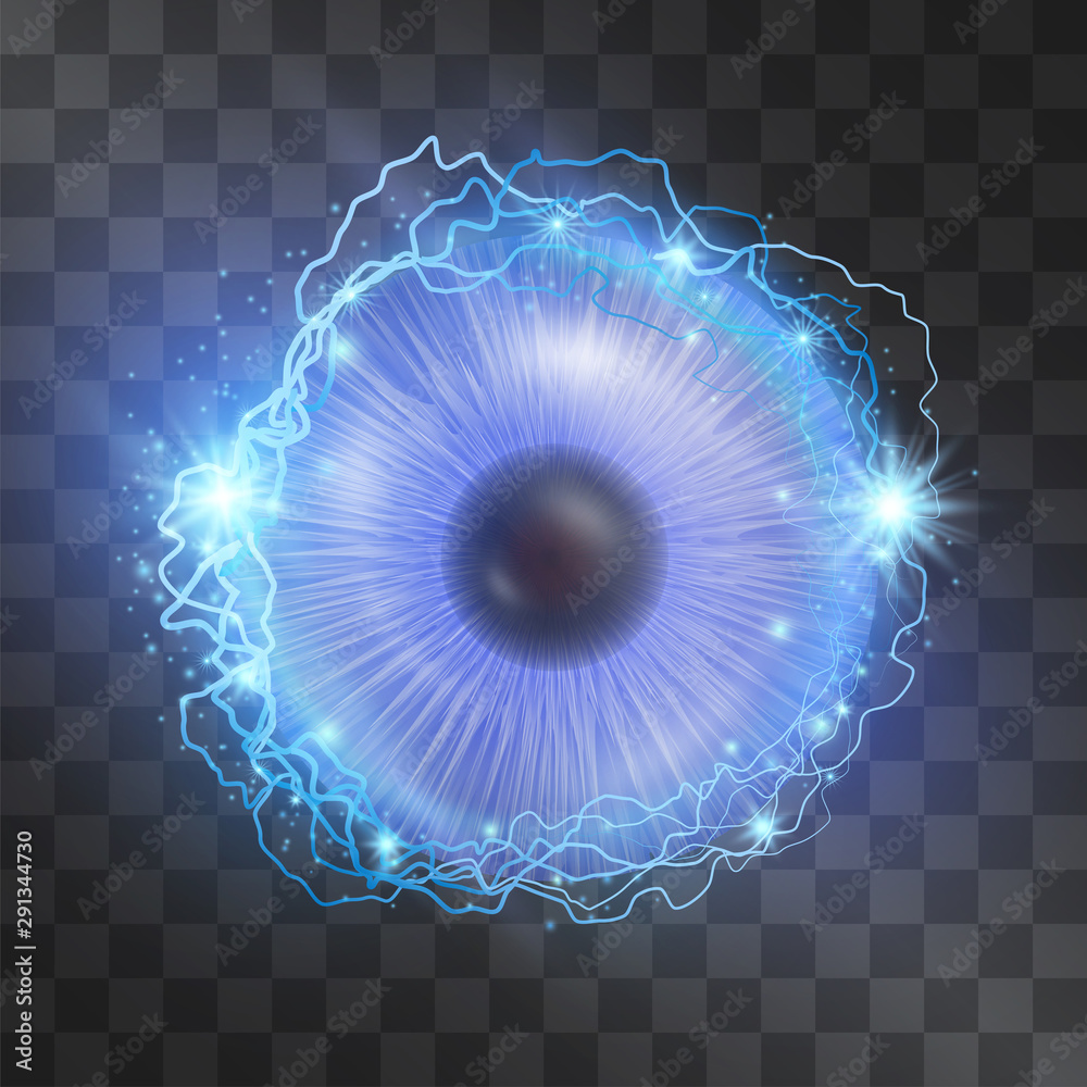 Digital eye scanner chip vector isolated on transparent background. Neon  blue lightning frame around electronical identification system. Hacker or  cyborg concept. Future hi tech communication device. Stock Vector | Adobe  Stock