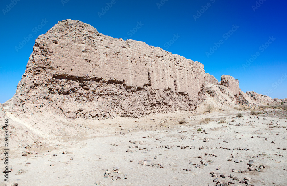 Fototapeta premium ruins of fortress Ayaz Kala (“Ice Fortress”) ancient Khorezm, in the Kyzylkum desert in Uzbekistan