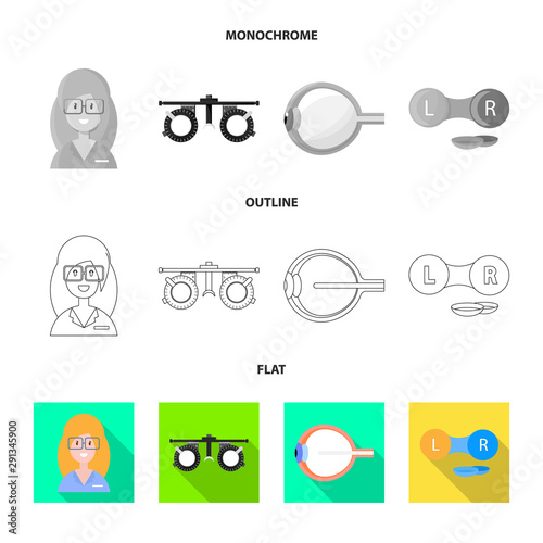 Vector illustration of correction and eyesight logo. Set of correction and care stock vector illustration.