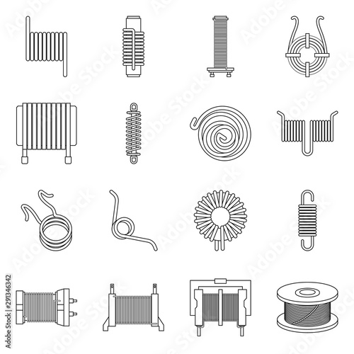 Vector design of spiral and compression icon. Collection of spiral and torsion stock symbol for web.