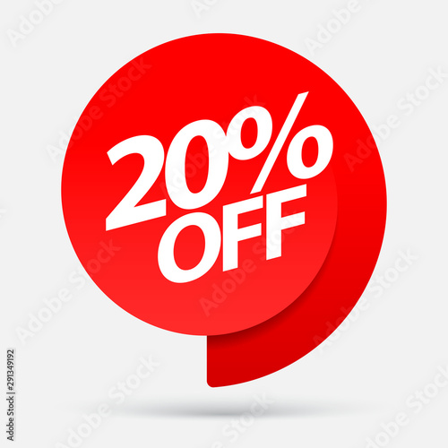 Sale of special offers. Discount with the price is 20 . An ad with a red tag for an advertising campaign at retail on the day of purchase. vector illustration