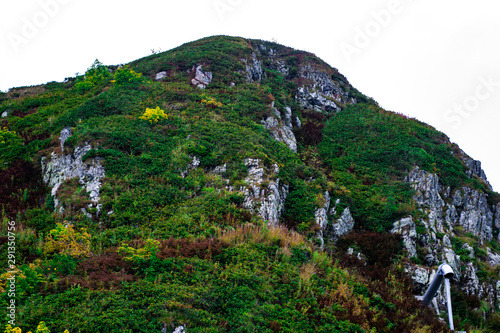 Bild auf Leinwand Mountains covered with green trees overlooking the sea and sky