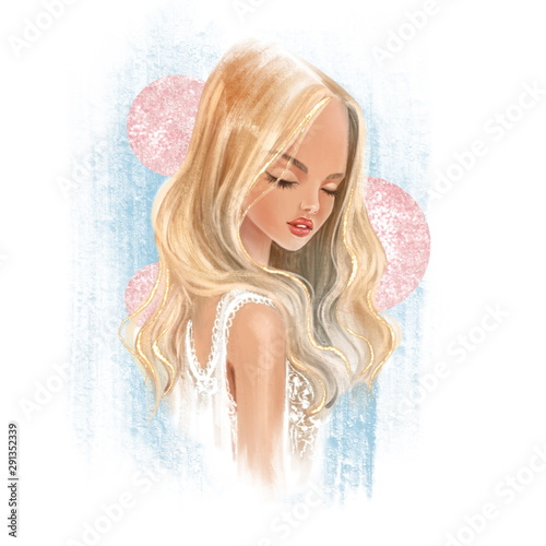 Beautiful blonde girl. Romantic young woman portrait