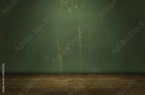 Rusty Metal Wall and Metal Military Ground Background