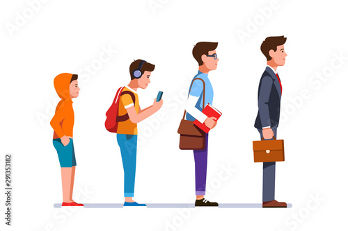 Evolution progression from kid to business man