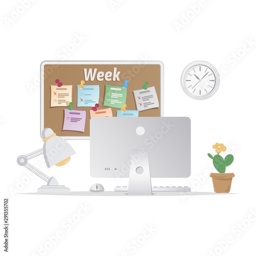 Home or office desk. Isolated on a white background