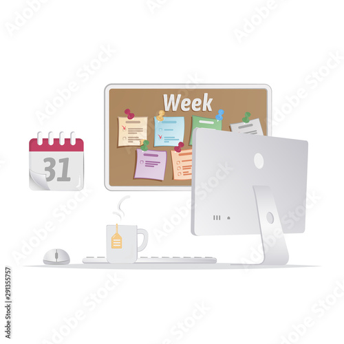Home or office desk. Isolated on a white background