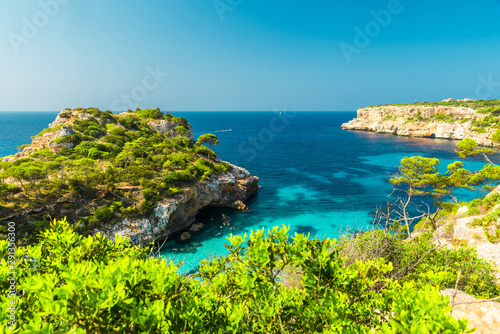 Majorca beautiful seascape bay at the coast of Calo des Moro, Mallorca Mediterranean Sea, Balearic Islands