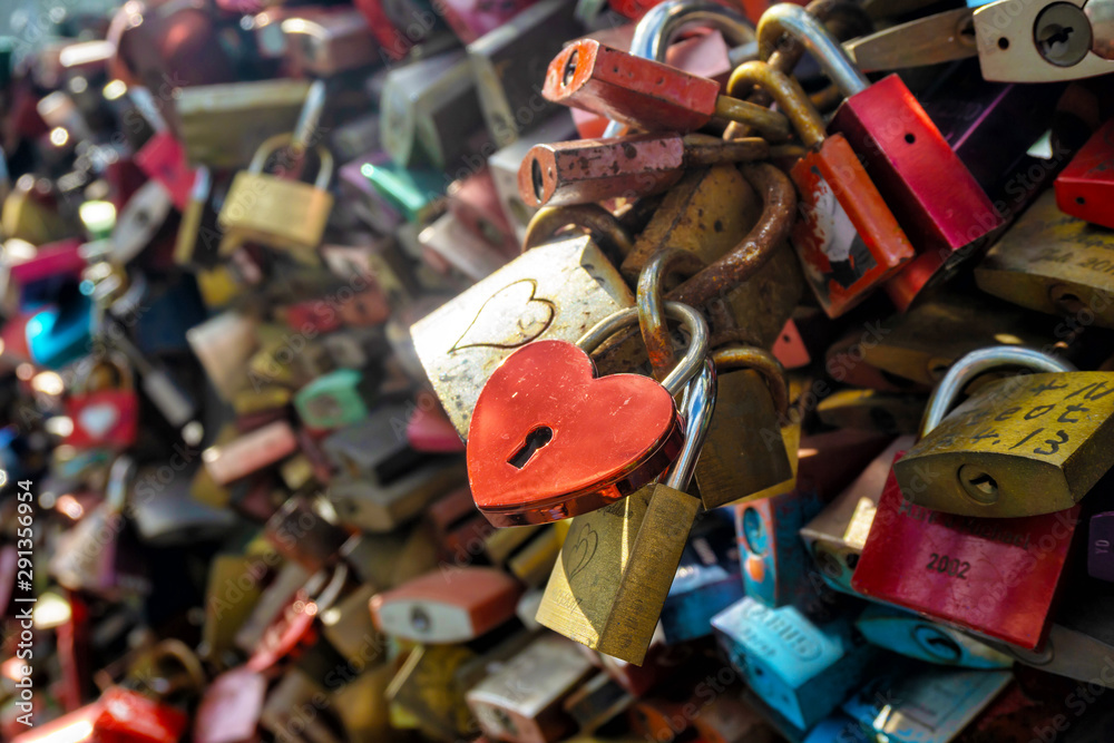 Heart shaped love lock