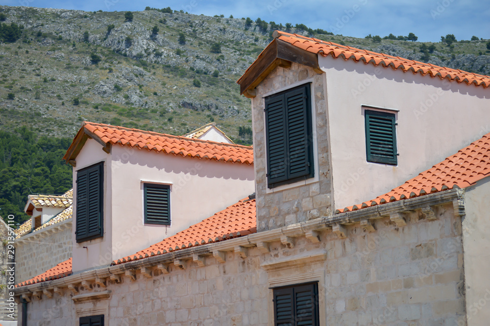 Red rooftops of town Dubrovnik on June 18, 2019. Some episodes of the Game of Thrones filmed there.