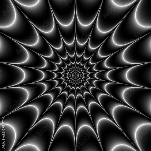 Dark Web / A geometric abstract work with a dark web star design in black and white.